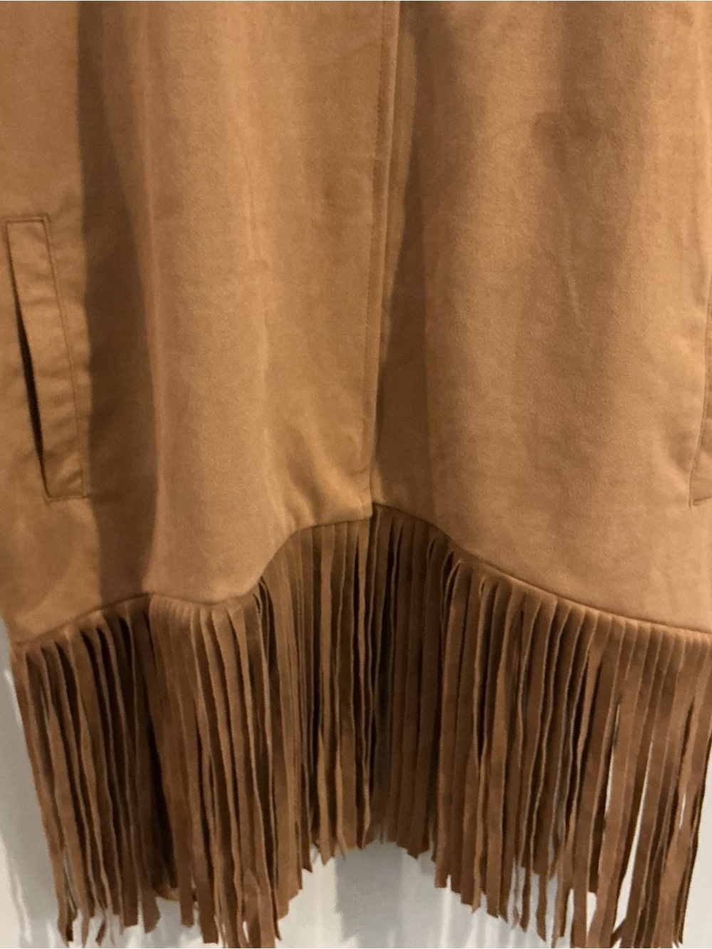 Dennis Basso Women’s Size Small Faux Suede Shawl Poncho w / Fringe - Picture 2 of 10